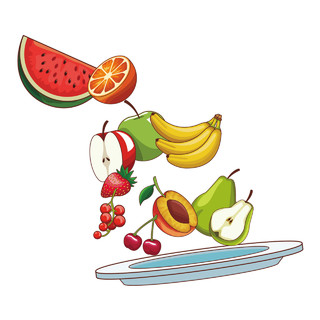 卡通食品安全宣传水果香蕉苹果草莓png素材